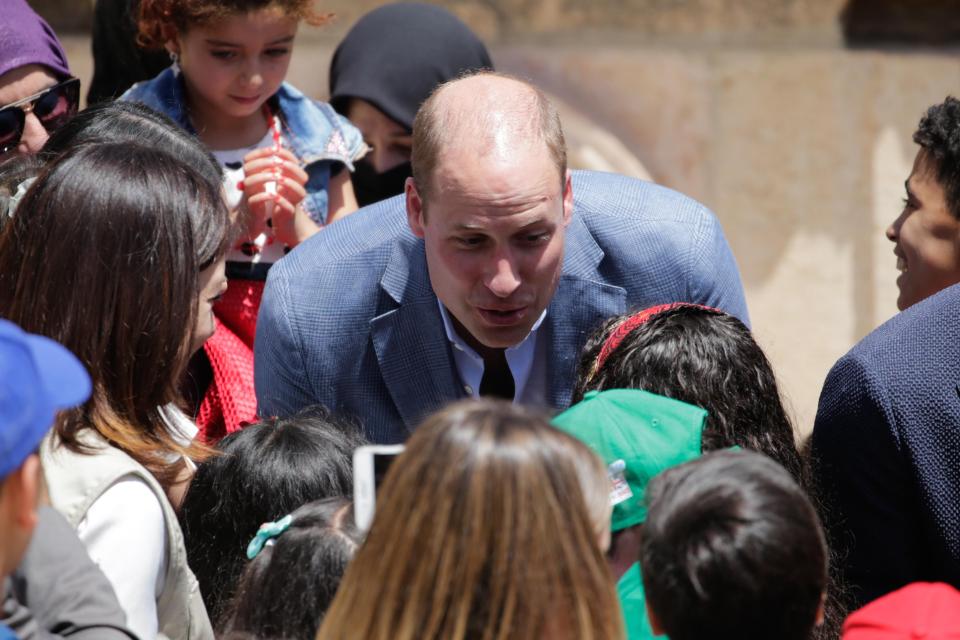  A friendly William spent time speaking to children in Jerash, Jordan