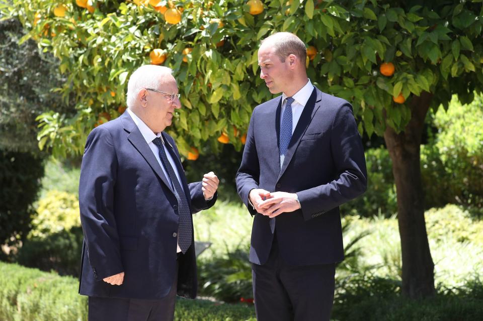  Israel President Reuven Rivlin told Prince William he wanted to end a 120-year-old tragedy between Palestine and his country