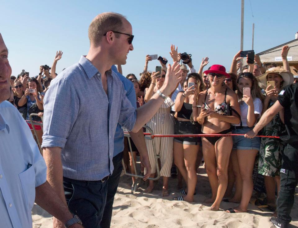  Prince William paid a visit to the Tel Aviv beach as part of his whistlestop tour