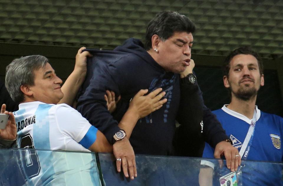  Maradona then started aiming taunts towards the crowd as the tension got too much