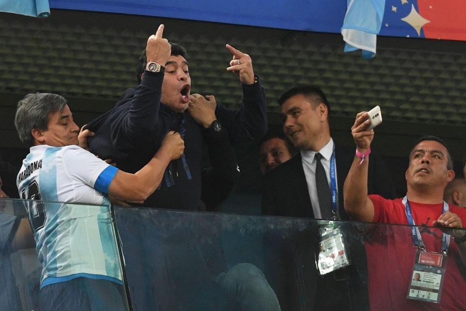  Maradona made obscene gestures to the supporters after Argentina had scored the winner