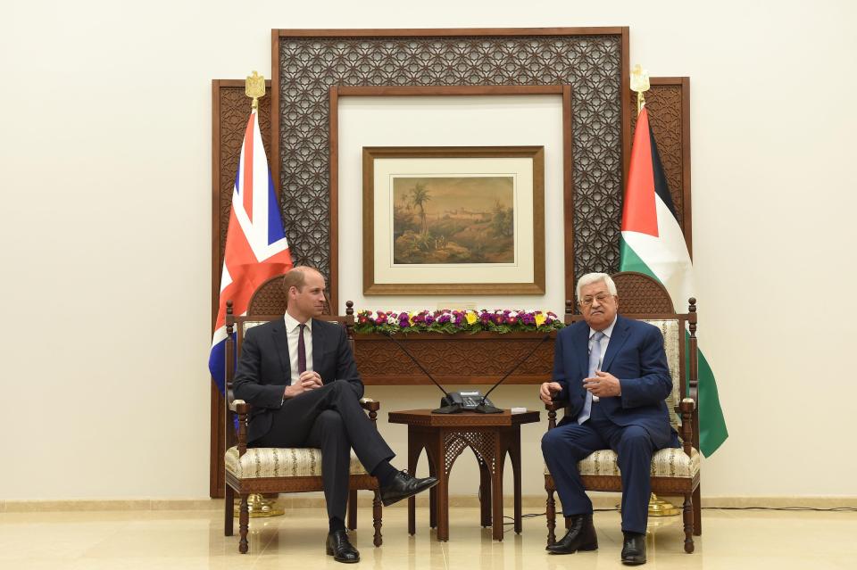  The Palestinian president told Prince William he was still seeking a two state solution