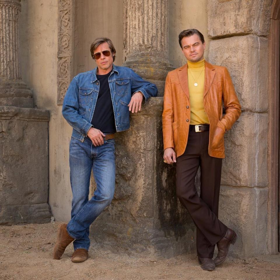  Leonardo DiCaprio and Brad Pitt are in the upcoming film Once Upon A Time as they took this snap in Hollywood