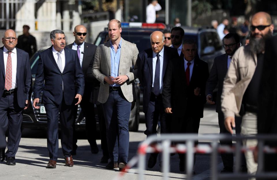  The Duke of Cambridge is shown around Ramallah on the penultimate day of his visit