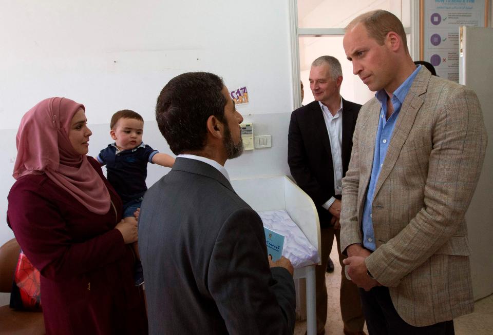  Prince William met babies and mothers in a refugee camp in the West Bank today