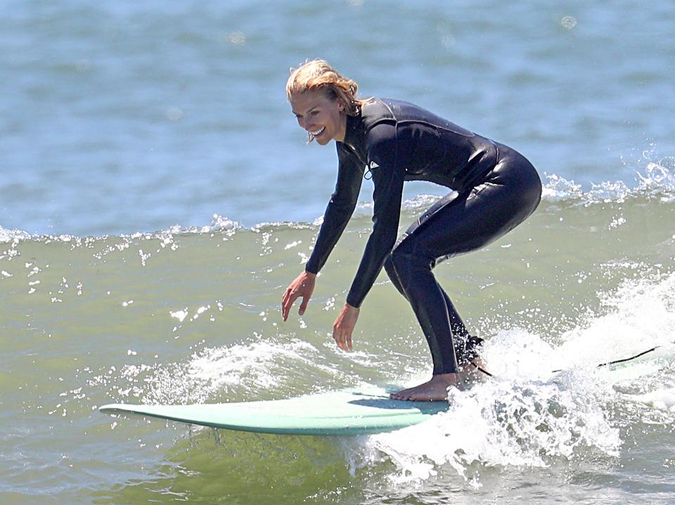  Taylor started off strong as she took to the waves