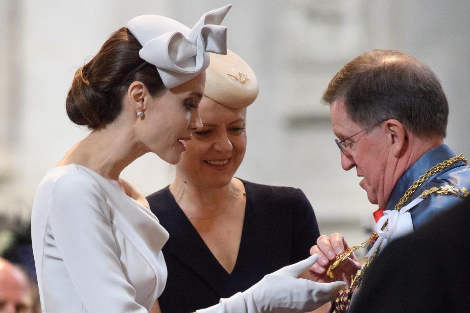  Hollywood star Angelina Jolie was invited to today's service as a recipient of an honour from the Order