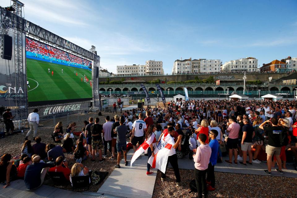 England fans enjoy the atmosphere in Brighton