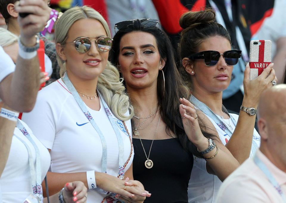  Megan Davison, girlfriend of England goalkeeper Jordan Pickford (left) Annie Kilner, girlfriend of England's Kyle Walker (centre) and Rebekah Vardy, wife of England's Jamie Vardy