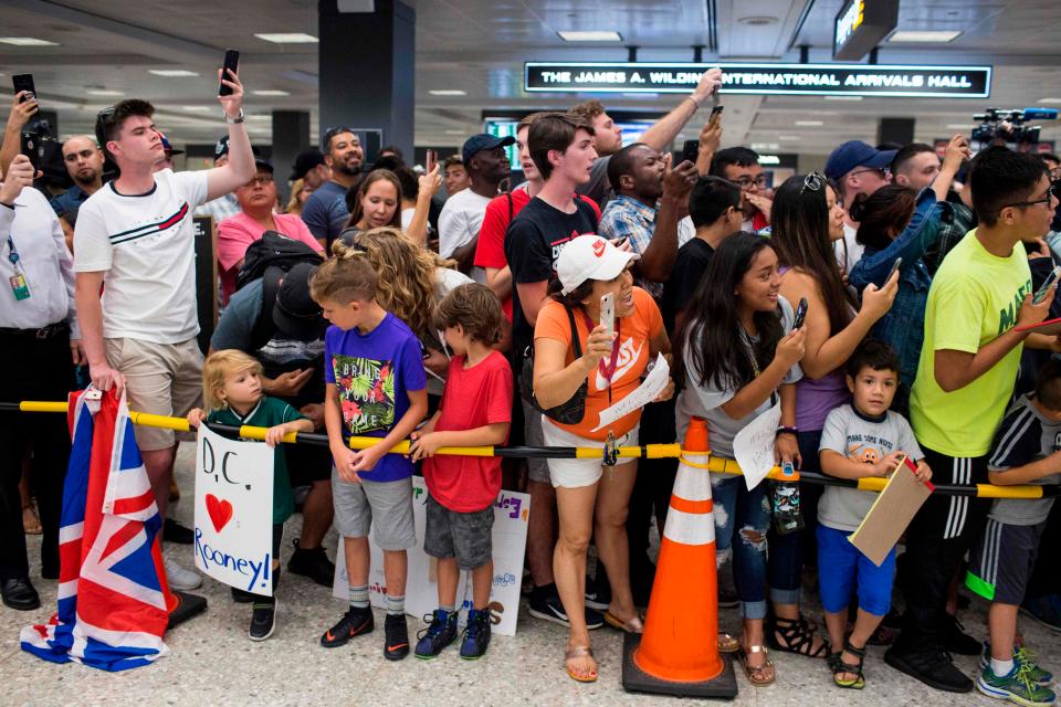  Fans flocked to Washington Dulles Airport to greet Wayne Rooney