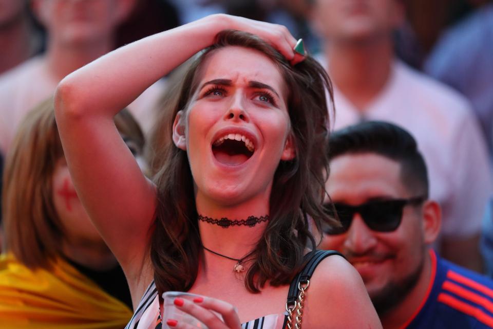 This fan cannot believe it as England fail to break down Belgium in a tense second half