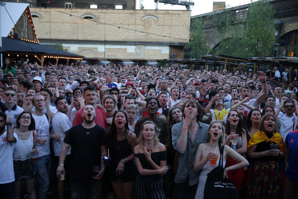 Fans in London were tense in the final moments of the clash