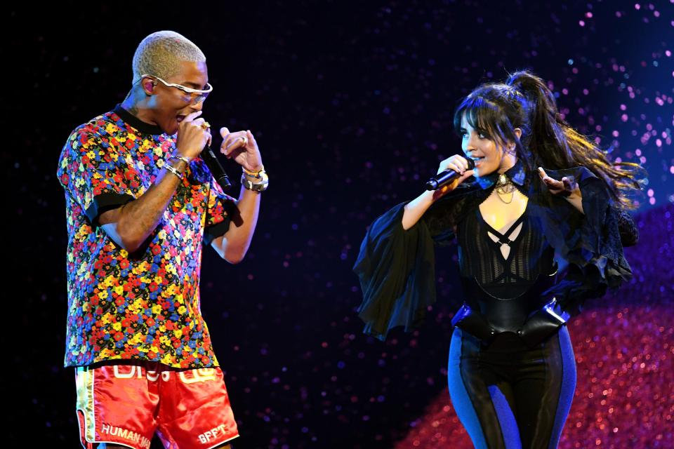  Pharrell Williams and Camila Cabello performing Sangria Wine at the Billboard Music Awards on May 21