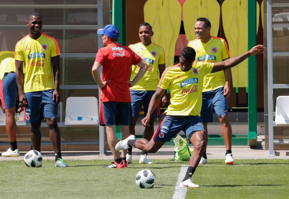  Levante midfielder Jefferson Lerma fires the ball in during some dead-ball practice