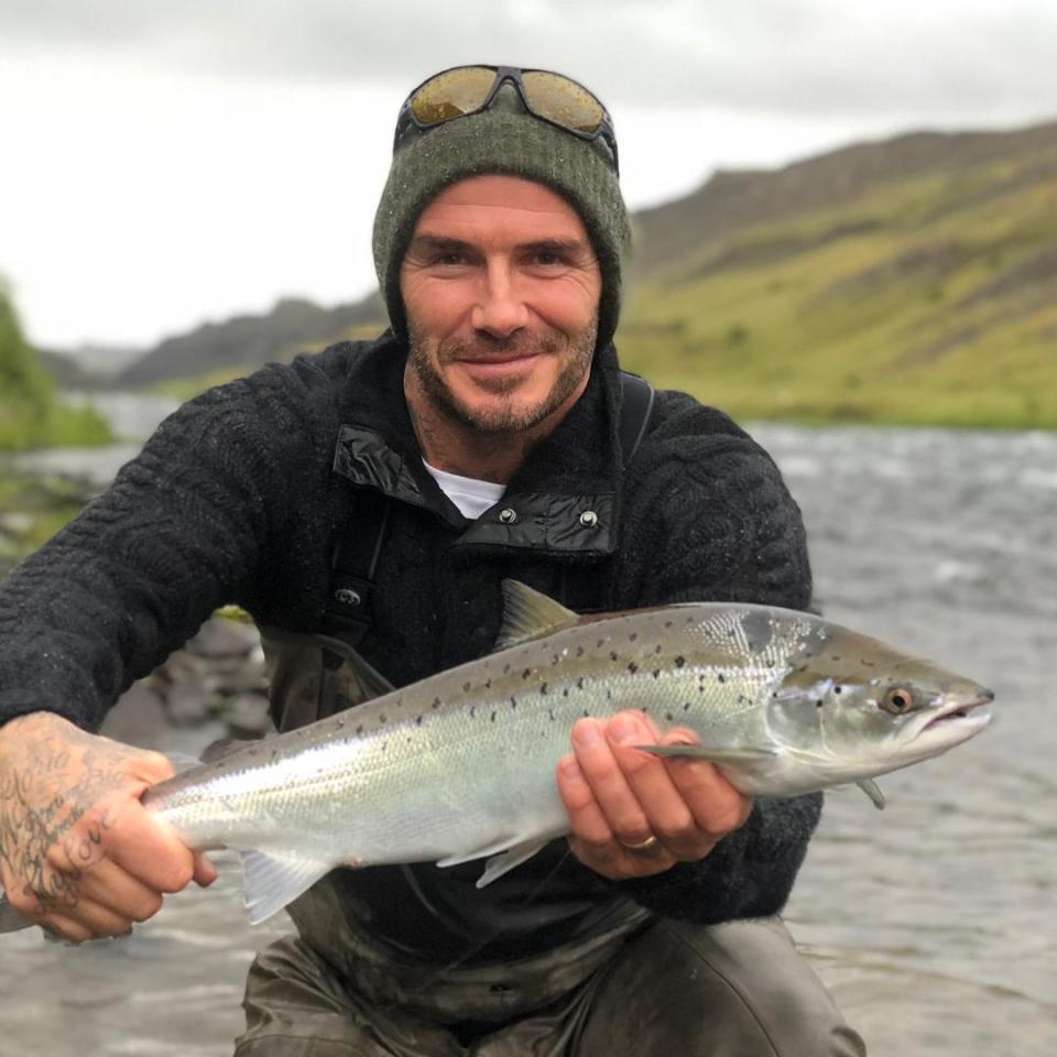  Super-wealthy Becks still enjoys the simpler pleasures of life — he spent Friday on a lads’ fishing trip with pals including Guy Ritchie in Iceland