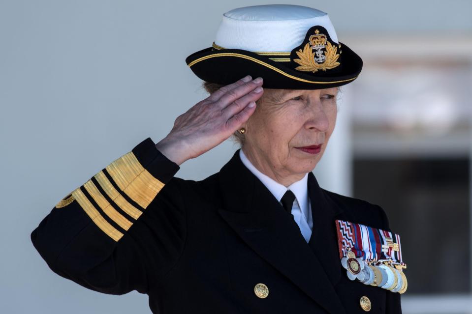 Princess Royal takes the Royal Salute during the national Armed Forces Day celebrations at Llandudno