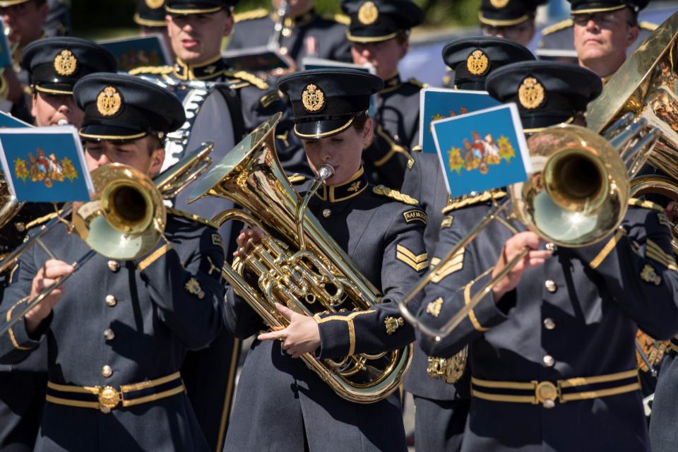 A military band performs for locals in Llandudno