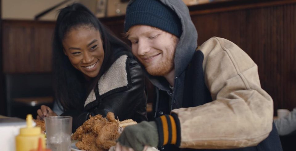  Megastar Ed Sheeran with model Jenny Pegouskie