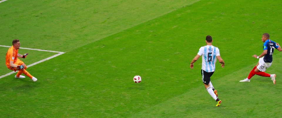  Kylian Mbappe completes his match-winning brace against Argentina