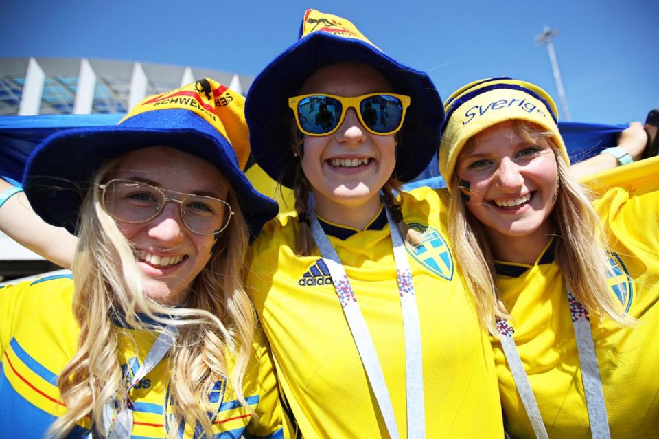 Sweden fans enjoy the match atmosphere in Russia