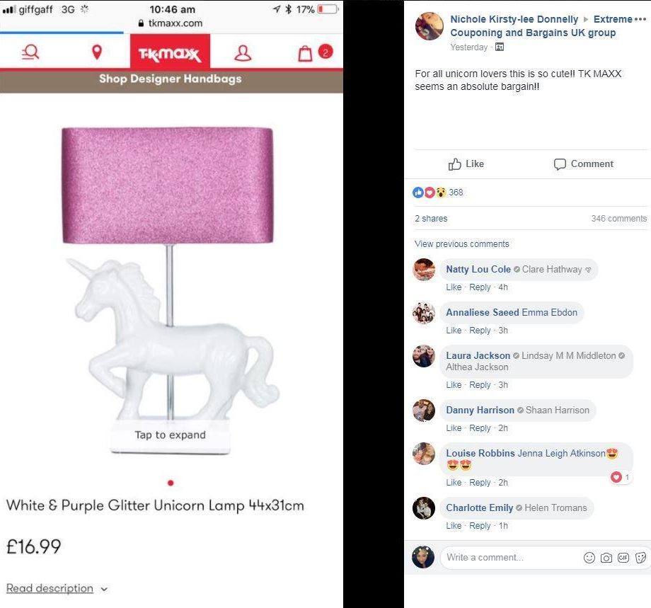  The white and purple lamp features the mythical animal but you have to be quick