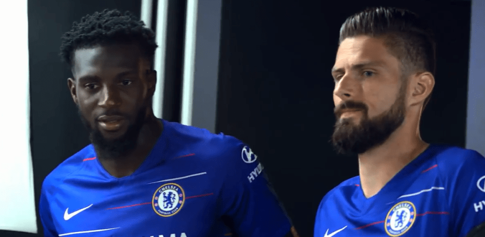  Tiemoue Bakayoko and Olivier Giroud arrive to greet the fans