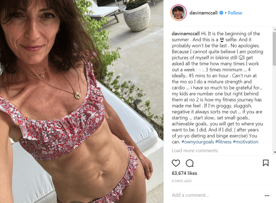  Davina McCall posted this incredible bikini selfie on Instagram last week