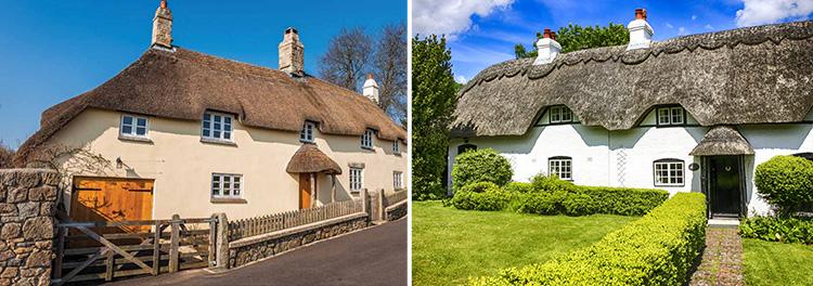  Here are two thatched cottages, but which one is old and which one is new?