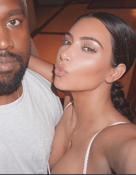  Kim in a recent selfie with husband Kanye West