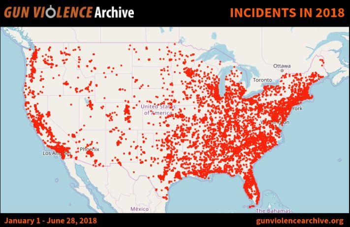  The Gun Violence Archive has recorded 48,959 incidents so far in 2018