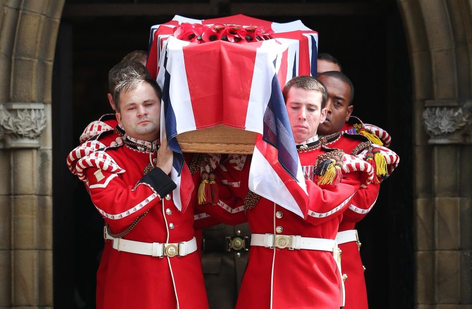  Lee's coffin leaving Bury Parish Church after his military funeral