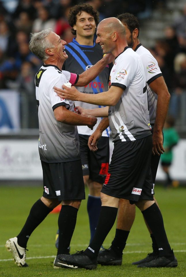  Didier Deschamps and Zinedine Zidane team up in a charity match