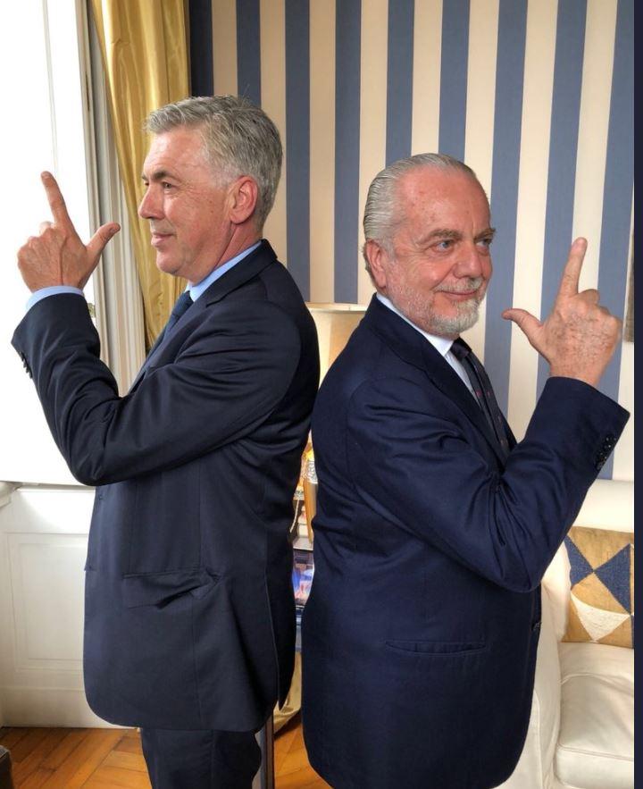  Napoli president Aurelio De Laurentiis pictured with Napoli boss Carlo Ancelotti