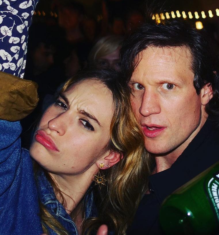  Former Doctor Who Matt Smith pictured with Lily James in London’s Victoria Park