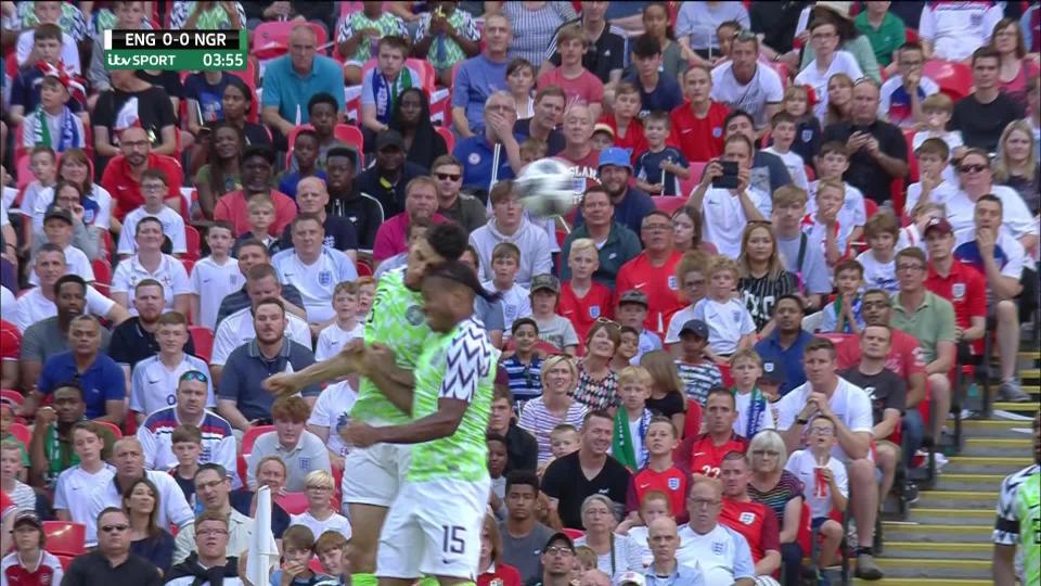  Nigerian duo Leon Balogun and Joel Obi clashed heads just minutes into the match