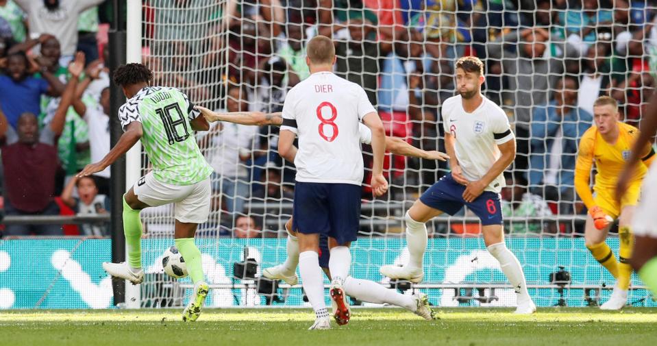  Arsenal ace Alex Iwobi pulled a goal back for Nigeria just after half-time with a fine finish