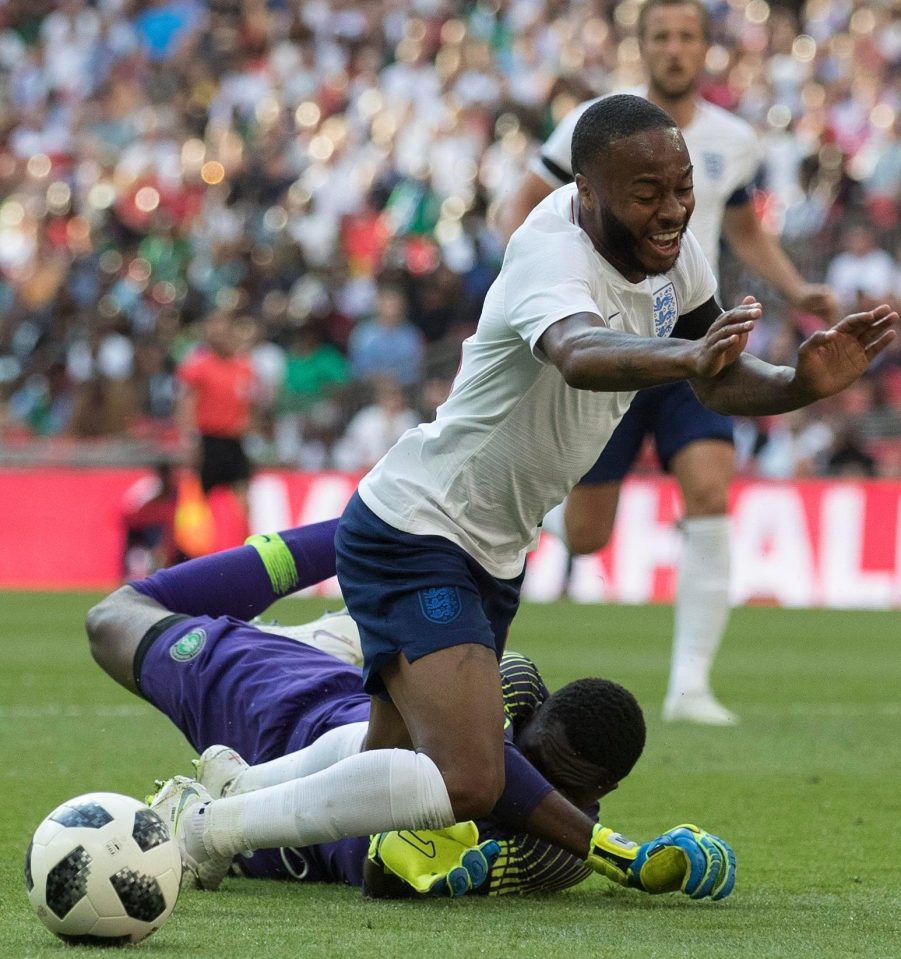  Manchester City winger Raheem Sterling was booked for simulation after trying to win a penalty