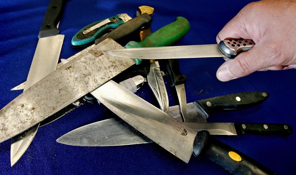  Chilling...an array of knives recently retrieved by police on the streets of London