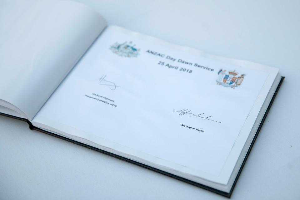  The guest book signed by Meghan in Belfast