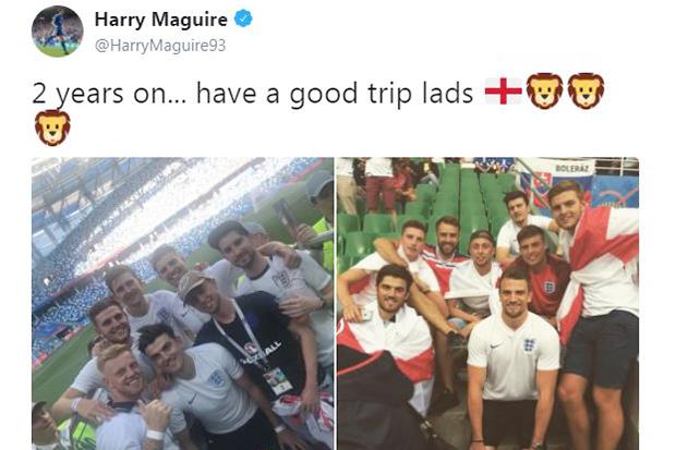  This is the flashback photo Harry Maguire shared on his Twitter account - as he went from fan to star player