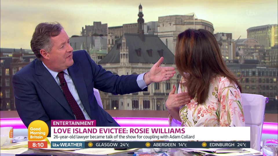  Love Island star Rosie Williams' interview slot was thrown into chaos after Susanna Reid and Piers started fighting