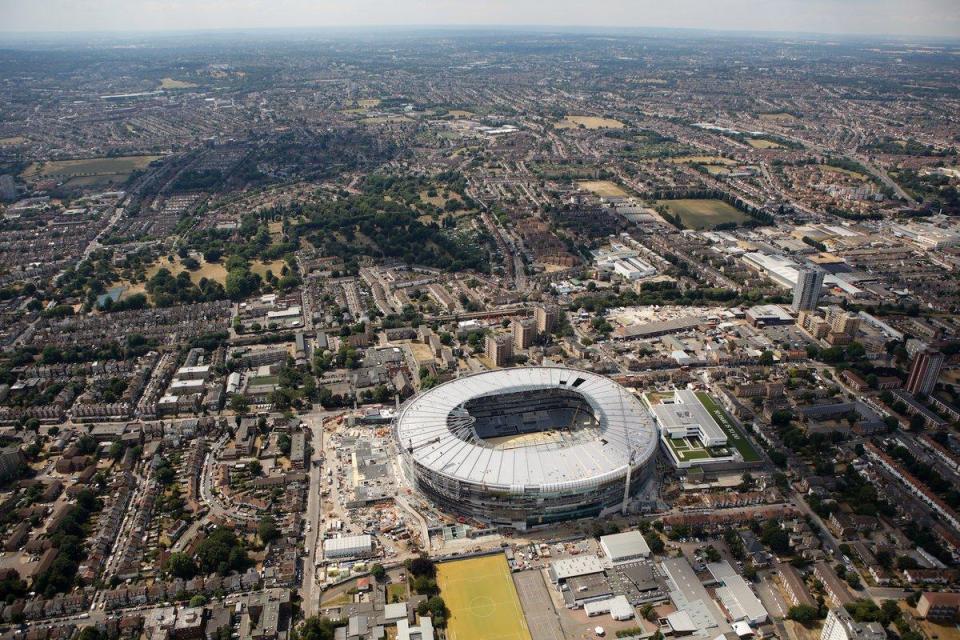  Wembley, where Spurs played their home games last season, can just about be made out in the distance