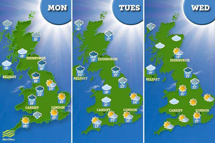  Rain and cooler weather is expected across the country over the next few days