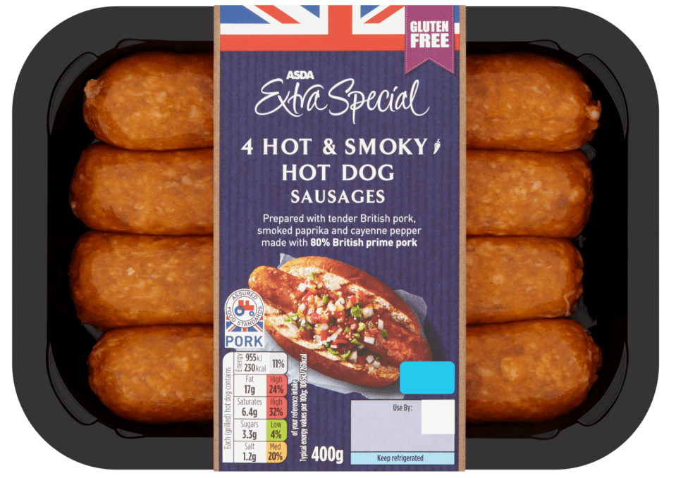  The sausages cost £2.25 for a pack from Asda