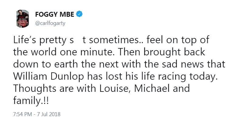  Motorcycling legend Carl Fogarty paid tribute to Dunlop