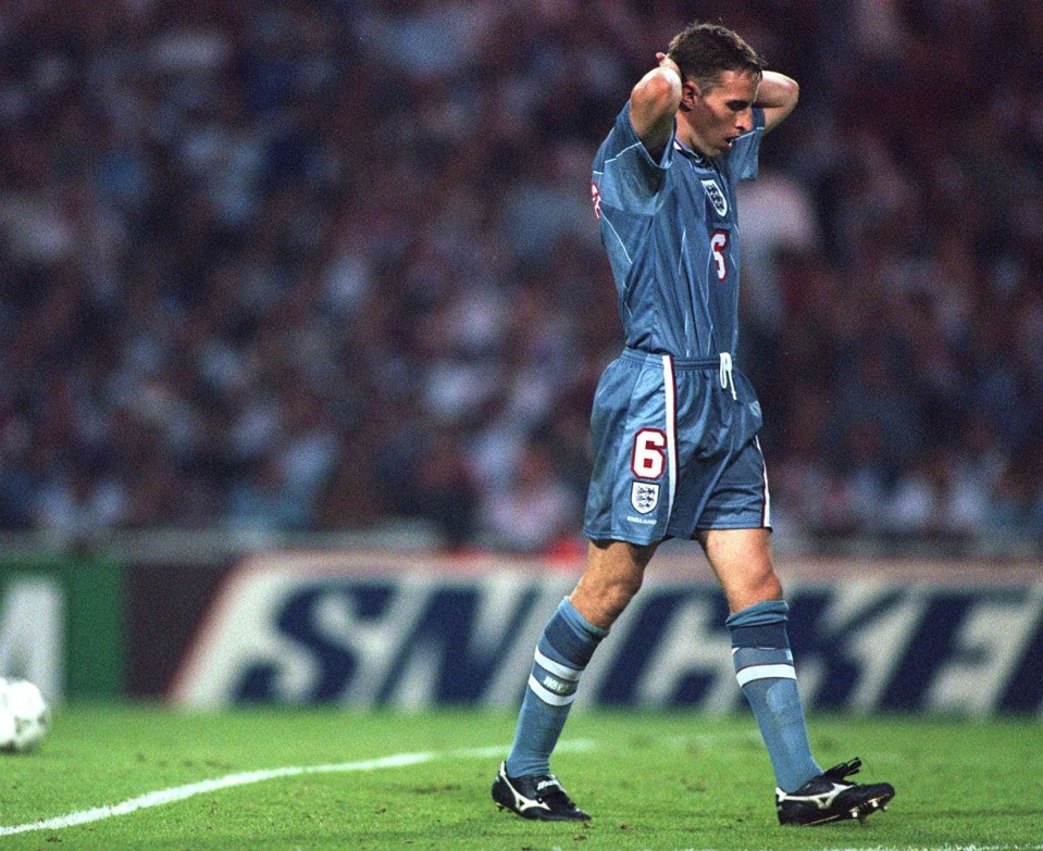 Gareth Southgate’s penalty miss condemned England to yet more spot-kick agony in 1996