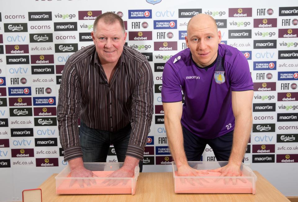  Former Villa keepers Spink and Brad Guzan have moulds made of their hands