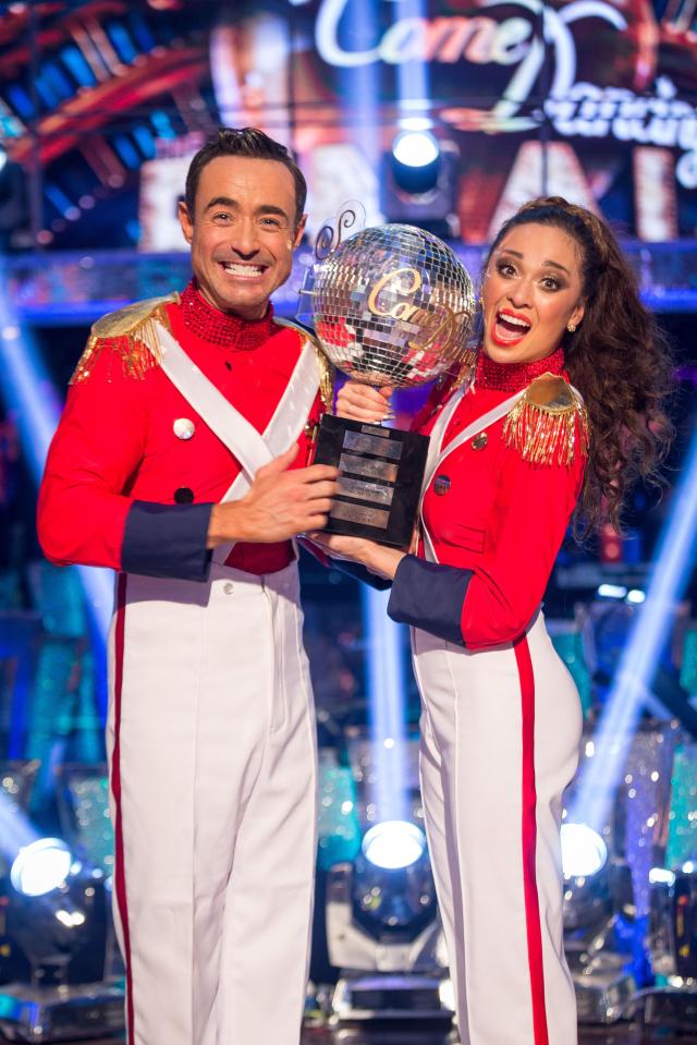  Katya Jones and Joe McFadden with the famous glitterball trophy