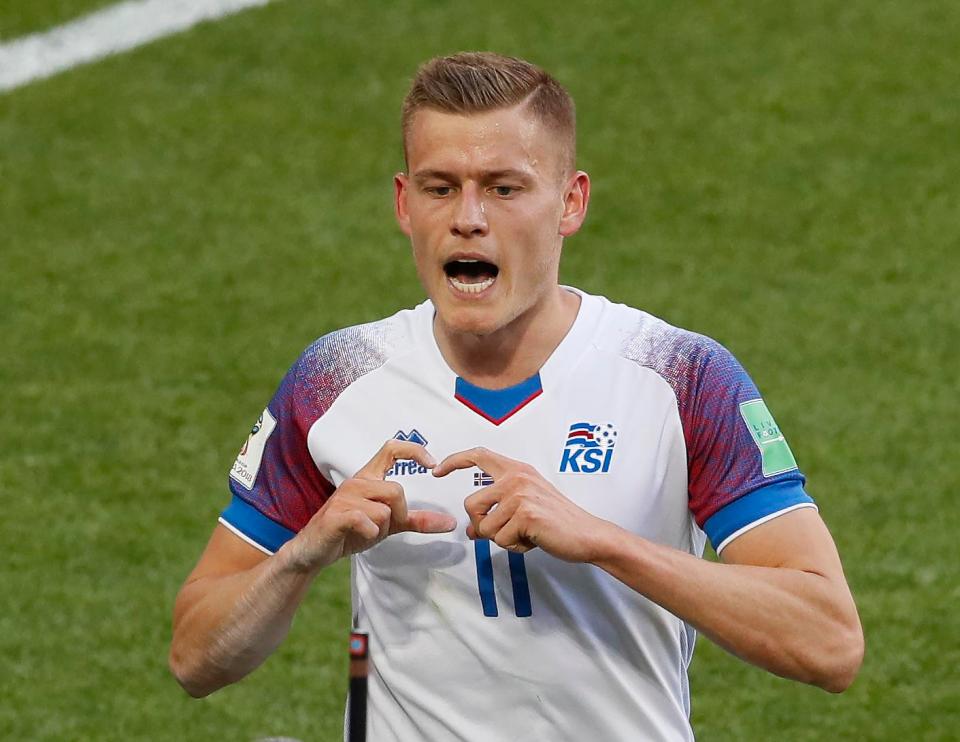  Alfred Finnbogason celebrated his Iceland goal against Argentina with the goal