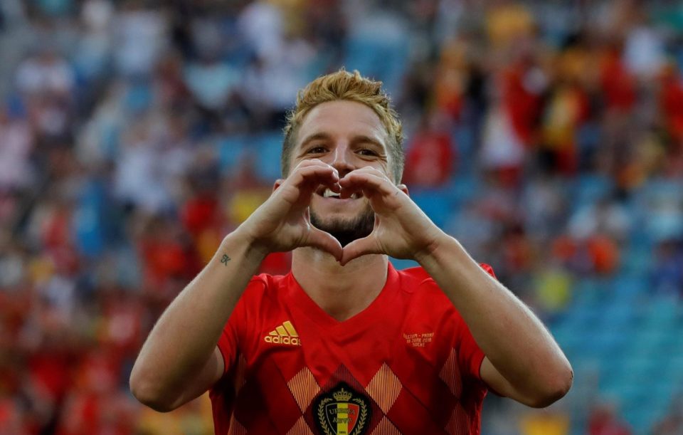  Belgium's Dries Mertens celebrated his beautiful volley against Panama with a love heart